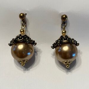 Elegant Gold and Bronze Drop Earrings